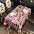 thumbnail image 2 of Pink Breast Cancer and Pioneer Flower Rectangle Tablecloth 60"x102",Waterproof Polyester Rectangle Table Cloth, Wipeable Spillproof Polyester Tablecloth for Dining, Camping, Indoor and Outdoor, 2 of 6