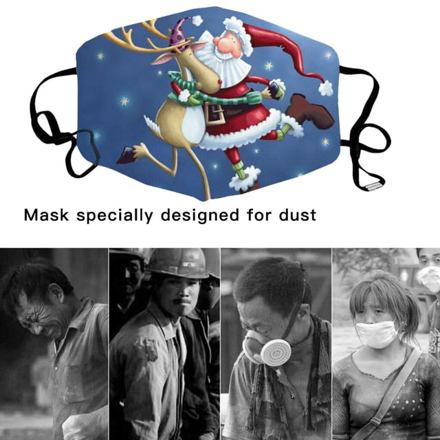 Langgg Christmas Themed Face Mask Dustproof Breathable Printing Mask with Elastic Ear Band Type 7