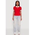 thumbnail image 3 of Women's Contrast Trim Cable Knit Sweater Polo, 3 of 5