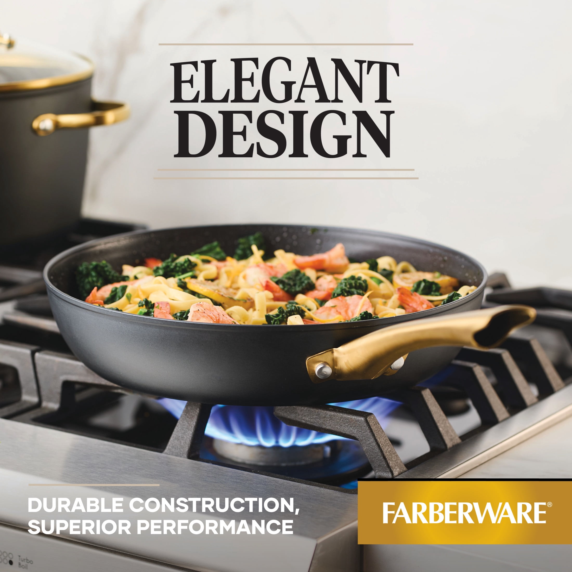 Farberware Forged Induction 12.25 Inch Ceramic Nonstick Frying Pan, Dishwasher Safe and Oven Safe to 500°F, Black