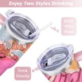 thumbnail image 5 of 40oz Colorful Botanical Mushroom Stainless Steel Flip Straw Tumbler Spill Proof Travel Cup Double Wall Vacuum Insulated Coffee Mug with Top Handle, 5 of 6