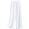 thumbnail image 2 of Outfmvch Flowy Pants for Women Women's Culottes Beach Pants for Women Baggy Straight Leg Gaucho Pant Pedal Pushers for Women Patchwork Elastic Waist Pants High Waisted Linen Pants Women White M-3XL, 2 of 4