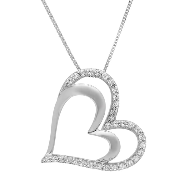 0.33 Ct Round Cut Lab-Created Diamond Heart Shape Necklace 925 Silver