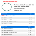thumbnail image 2 of Fuel Pump Tank Seal - Compatible with 2004 - 2022 Chevy Tahoe 2005 2006 2007 2008 2009 2010 2011 2012 2013 2014 2015 2016 2017 2018 2019 2020 2021, 2 of 2
