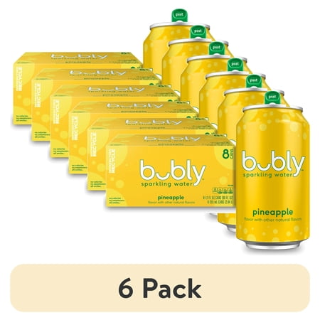 (6 pack) bubly Pineapple Sparkling Water, 12 fl oz, 8 Pack Cans
