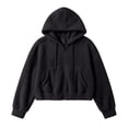 thumbnail image 4 of ZunFeo Womens Sherpa Fleece Jacket - Oversized Cropped Zip-Up Hooded Fuzzy Coat, Black,Size XL, 4 of 7