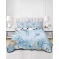 thumbnail image 1 of Quilts Queen Size Bedding Set, Jellyfish Coastal Reversible Summer Quilt 3 Pieces, Nautical Seaside Coral Starfish Conch Lightweight Bedspreads Coverlets with 2 Pillow Shams for All Seasons, 1 of 4