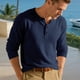 thumbnail image 5 of pstuiky Camisas casuales de manga larga para hombre, Top informal holgado de color liso con medio botón, mangas largas y cuello redondo para hombre salir tops m, 5 of 6