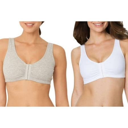 Fruit Of The Loom Womens Comfort Front Close Sports Bra 2 Pack