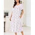 thumbnail image 3 of Ekouaer Cotton Nightgowns for Women Long Night Gown Short Sleeve Sleepdress Victorian Sleepwear Nightdress with Pockets, 3 of 6