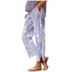thumbnail image 2 of Pincandy Women's Fashion Printed Linen Blend Elastic Waist Casual Pants with Pockets, Button Decorated Split Hem, Casual & Daily Wear, 2 of 6