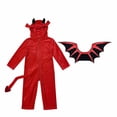thumbnail image 6 of Vdoaml Christmas Devil Cos Clothes Set for Toddler Boy Fleece Hooded Zipper Jumpsuits with Wing and fork Xmas Outfits Size 2-3 Years, 6 of 7