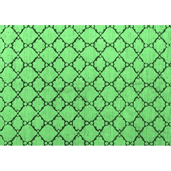 Ahgly Company Indoor Rectangle Trellis Emerald Green Contemporary Area Rugs, 2' x 3'