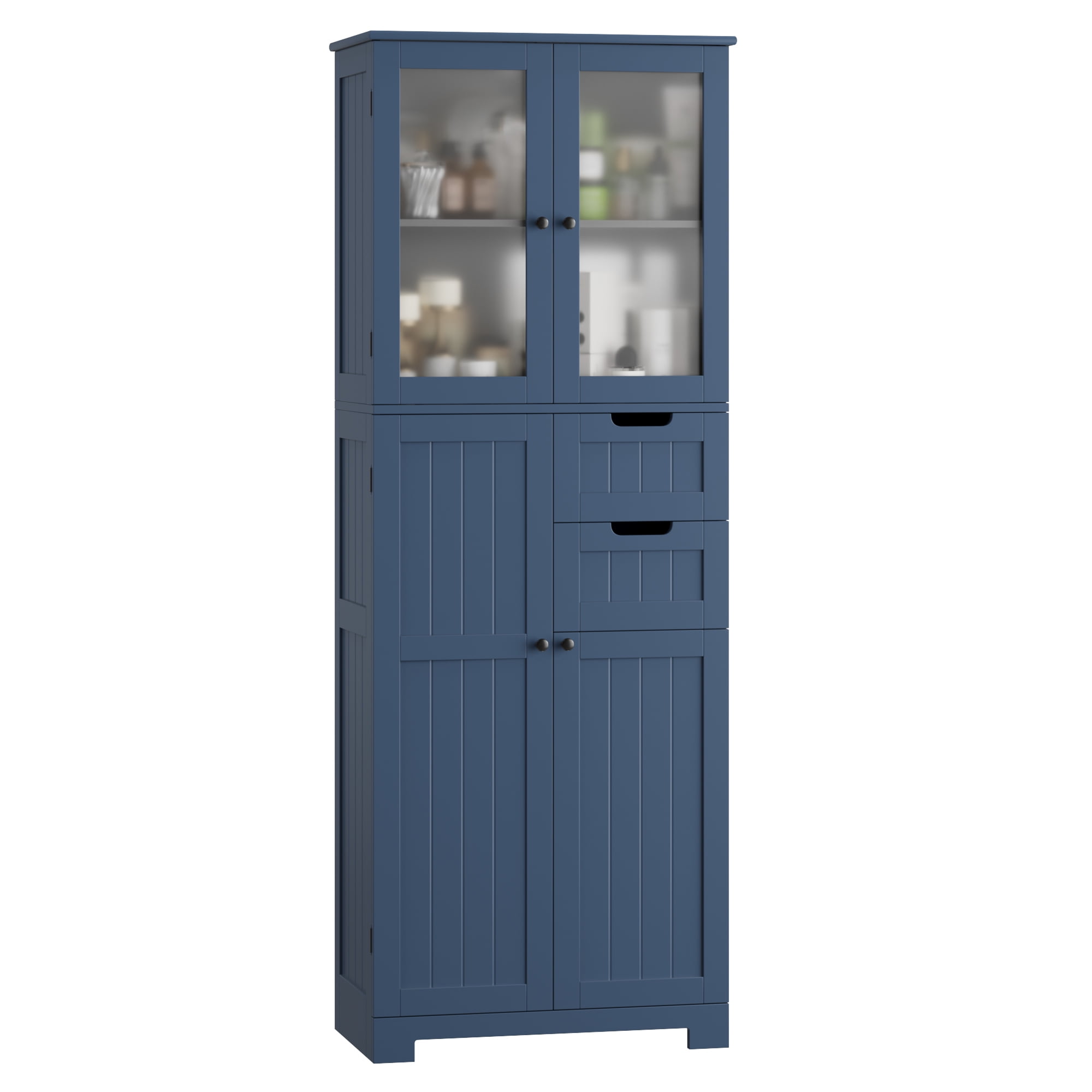 Homfa 67" Tall Bathroom Cabinet, Linen Cabinet with Doors and Removable Drawers, Kitchen Cupboard, Blue