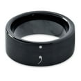 thumbnail image 2 of Tungsten Semicolon Punctuation Mark Symbol Band Ring 9mm Men Women Comfort Fit Black Flat Cut Brushed Polished, 2 of 4