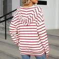 thumbnail image 4 of Winter Striped Drawstring Hooded Long Sleeve Sweatshirt Top for Women Cozy Casual Pullover, 4 of 8