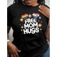 thumbnail image 1 of Women's Casual Polyester T-Shirt with Star and Heart Pattern, Round Neck, Medium Stretch Knit Fabric, Comfortable Summer Top for All Seasons, 1 of 6