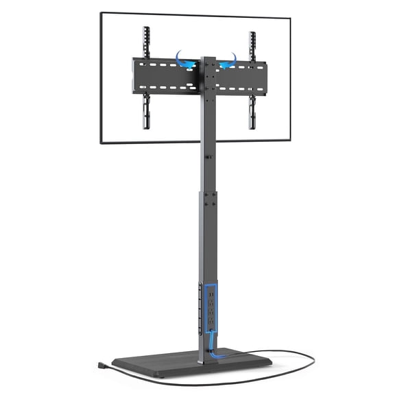 Universal Floor TV Stand,TV Floor Mount Stand with Power Outlet for 32-75 inch TV up to 110 lbs, Swivel and Height Adjustable Tall TV Stand for Bedroom,Office
