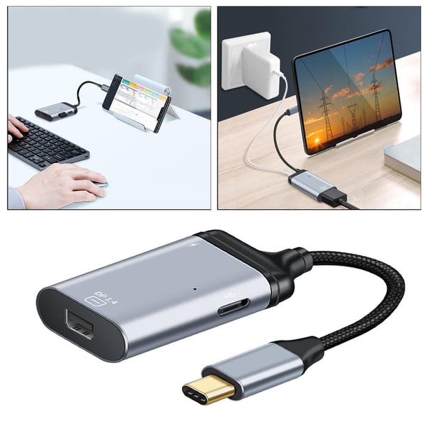 Adaptador USB a C-miniDP perfke Convertidor multifunción 4K