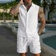 thumbnail image 4 of Ceisia Men's Loose Fit Linen 2-Piece Set Sleeveless Button-Down Shirt with Elastic Waist Drawstring Shorts Gifts, 4 of 7