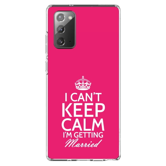 DistinctInk Clear Shockproof Hybrid Case for Samsung Galaxy Note 20 (6.7" Screen) - TPU Bumper, Acrylic Back, Tempered Glass Screen Protector - Can't Keep Calm I'm Getting Married