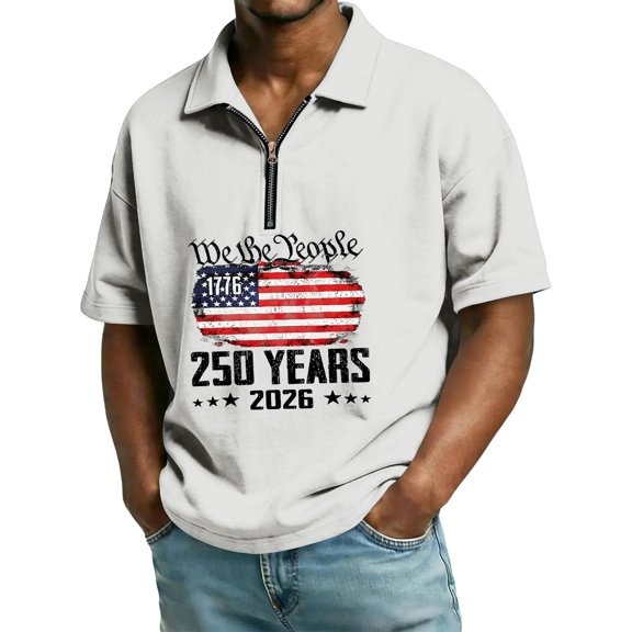 4th of July Shirts Men USA Flag Henley Neck Short Sleeve Tees 250th Anniversary Memorial Day Vintage T-Shirts, 3XL