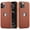 Brown, variant on MOHEYO Slim Logo View Saffiano Leather Thin Cover Case for iPhone 11 Pro - Brown