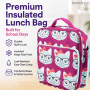 Bentology Insulated Lunch Box w Snack Pocket & Water Bottle Holder-Girls or Kids School Lunchbox Tote Keeps Food Hotter or Colder Longer - Blue/Green
