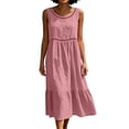 thumbnail image 6 of Dvprdro Cotton Linen Crew Neck Sleeveless Loose A Line Midi Dress for Women Summer Beach Casual Solid, 6 of 7