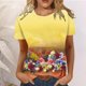 thumbnail image 2 of Camiseta de manga corta suelta con cuello redondo y estampado informal de verano a la moda para mujer Pompotops  hkajfhjk465891, 2 of 5