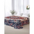 thumbnail image 5 of Red Navy Blue Boho Queen Size Flat Sheet, Wrinkleproof & Fadeproof Cooling Flat Bed Sheet Only, Vintage Ethnic Geometric Breathable Soft Bedding Top Sheets 90 x 102 Inches, 5 of 8