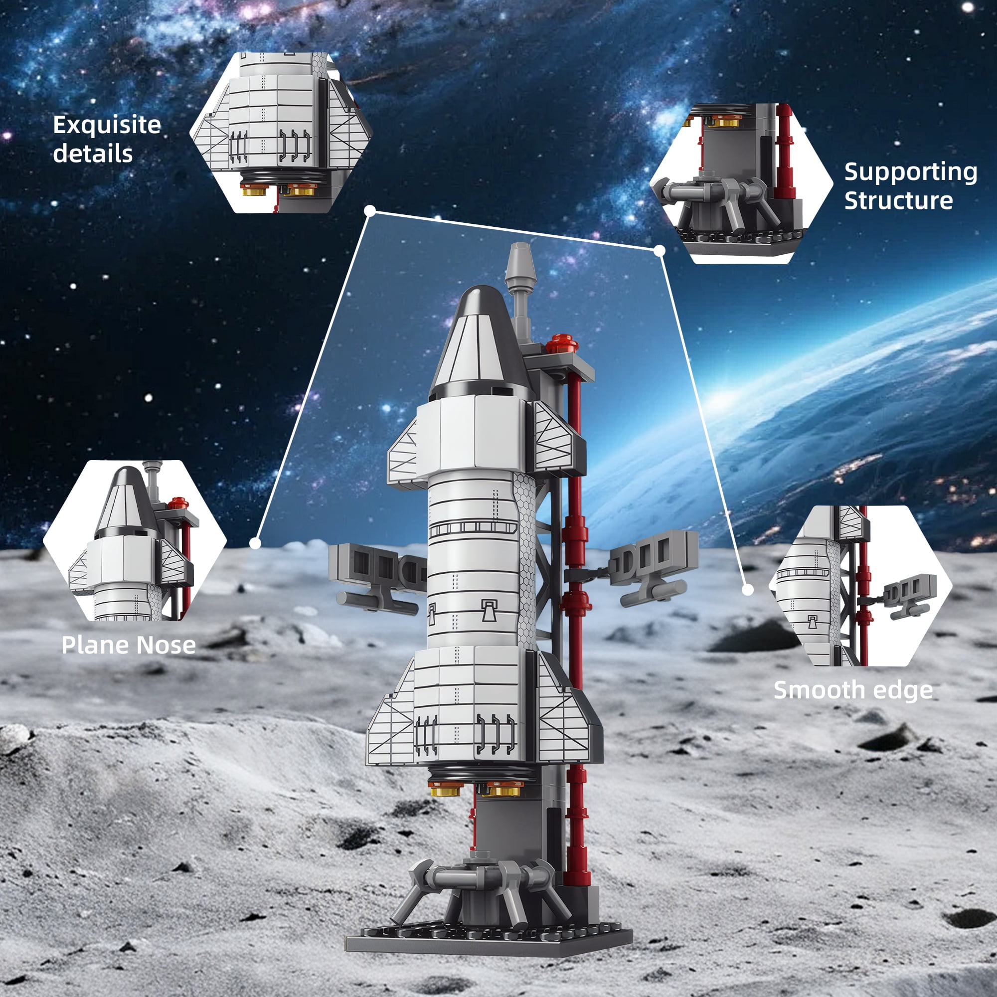 107 PCS Space Building Block Toys Set, STEM Educational Toy, Space Exploration Shuttle Gift for Ages 6+