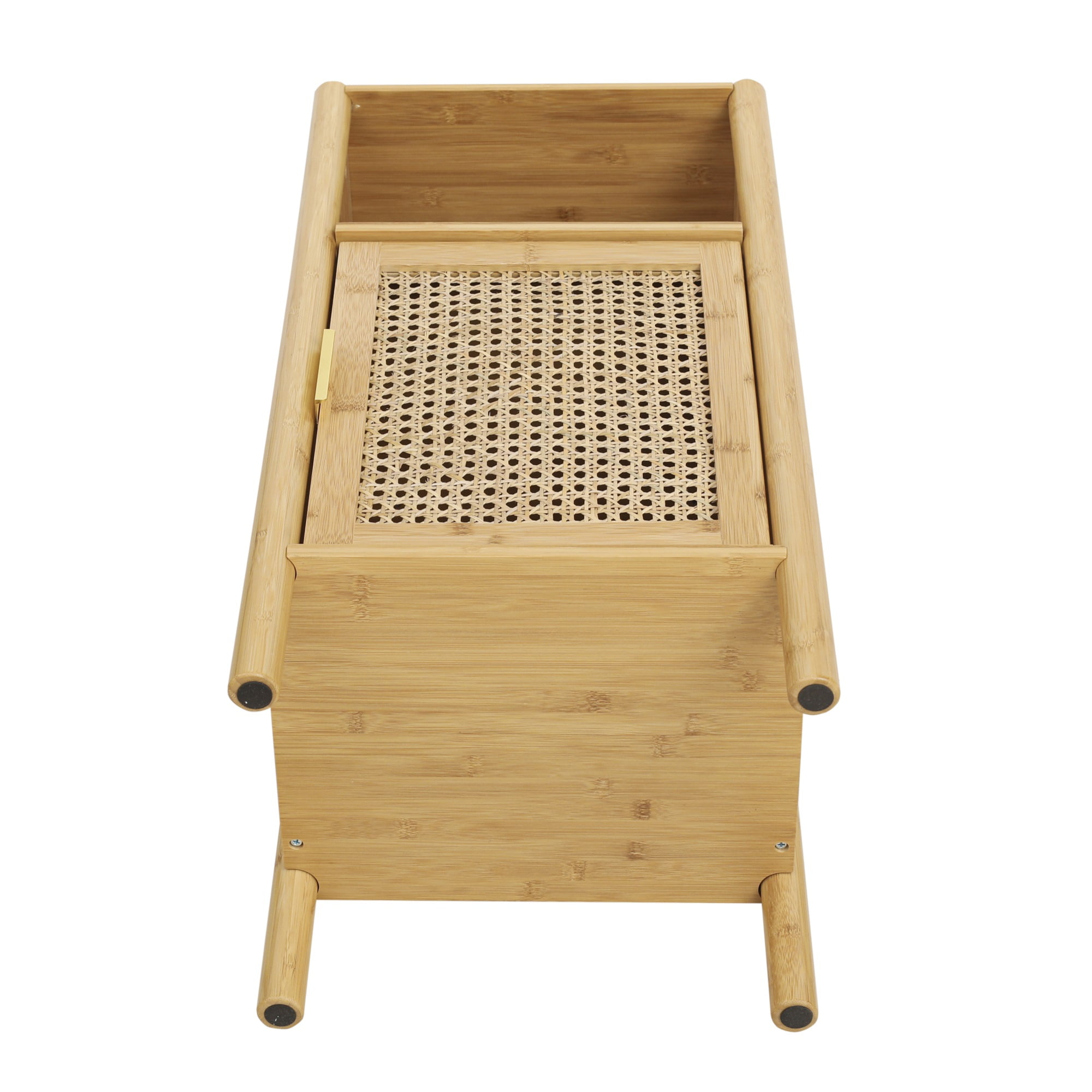 Resenkos Bamboo Rattan Nightstand with 1 Door Accent Storage End Table Side Table for Bedroom Oak Finish Resenkos Bamboo Rattan Nightstand with 1 Door Accent Storage End Table Side Table for Bedroom Oak Finish