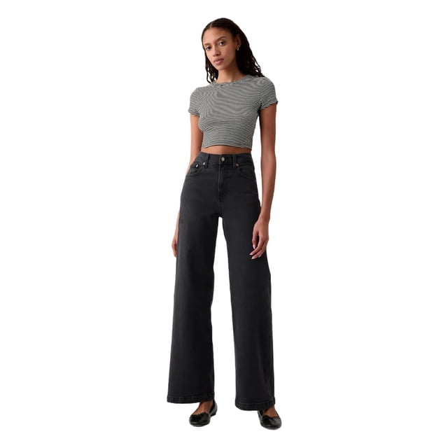 Jeans GAP Mujer Tiro Alto Stride Denim Lavado Negro 32 Regular