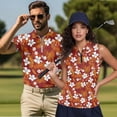 thumbnail image 2 of HUIACONG Matching Golf Shirts for Couples Women's Golf Tops Mens Shirt Short Sleeve Moisture Wicking Quick Dry His and Hers Matching Outfits Zip Up Collared Hibiscus Floral Orange Man S, 2 of 6