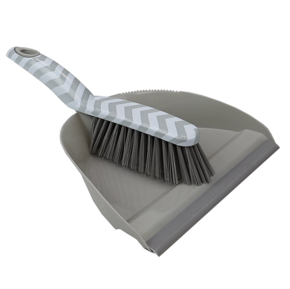 4 x Dustpan and Brush Set Home Cleaning  Light Grey 