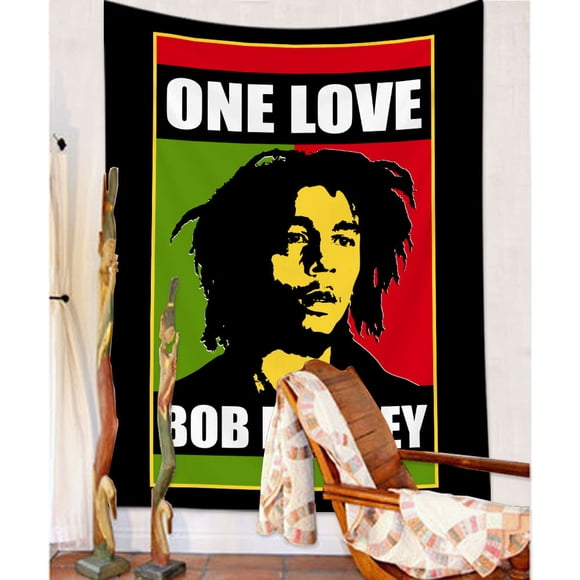 Tapiz decorativo para colgar en la pared con diseño de anime de Bob Marley, 150 x 200 cm