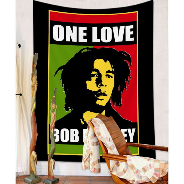 Tapiz decorativo para colgar en la pared con diseño de anime de Bob Marley, 150 x 200 cm