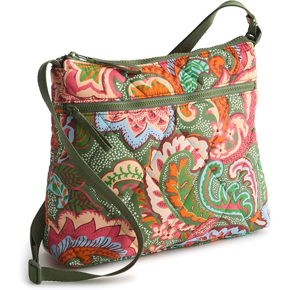 Vera Bradley Women's Featherweight Original Zip Hipster Crossbody in Leaf me not Paisley