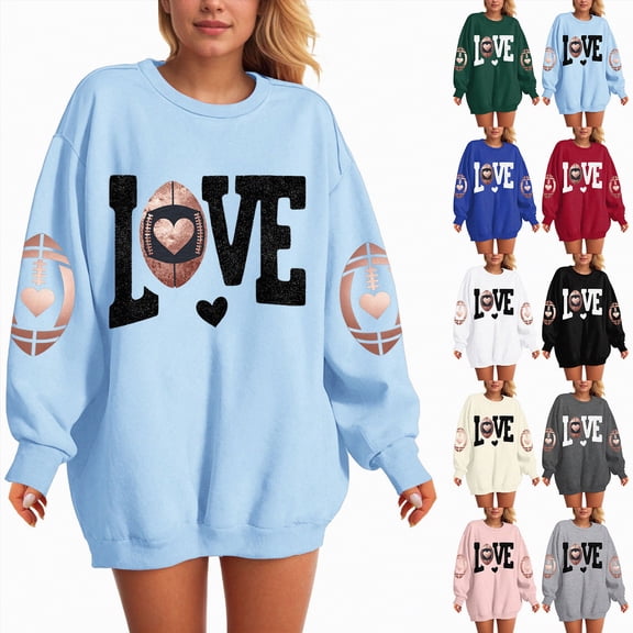 Towmus Womens Fall Winter Sweatshirt Shirts Graphic Sweatshirts Casual Long Sleeve Round Neck Sweatshirts Letter Printed Loose Top ffor Women Loose Fit