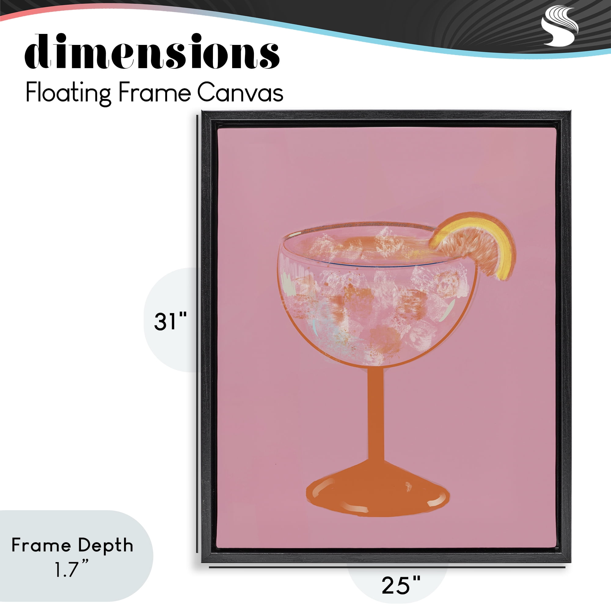 Stupell Industries Paloma Glass over Pink Black Framed Floater Canvas Wall Art, design by Robin Maria