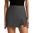 thumbnail image 2 of Skirts for Women Trendy High Waisted Corduroy Mini Skirt with Shorts Gray L, 2 of 9