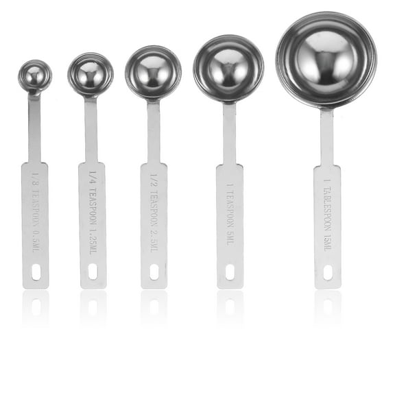 5 Pcs Graduated Measuring Spoon Stainless Steel Spoons Coffee Liquid Cups Metric and Tablespoon