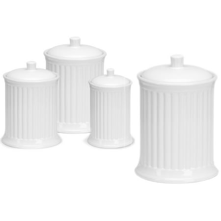 OmniWare Simsbury White Stoneware Canister, Set of 4 ...