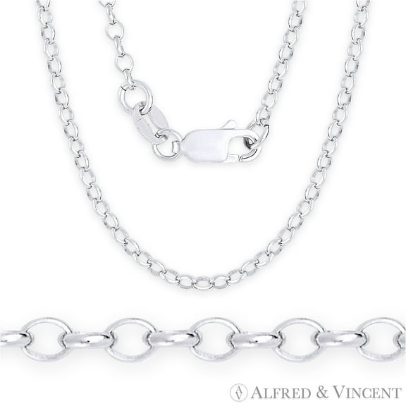 2.1mm Open Rolo Oval Cable Link Italian Chain Necklace in .925 Sterling Silver
