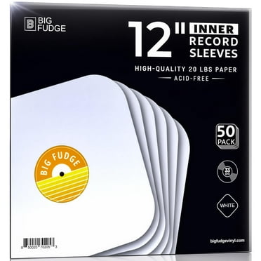Big Fudge Vinyl Record Inner Sleeves 50x | Made from Heavyweight & Acid Free Paper | Album Covers with Round Corners for Easy Insert | Slim Record Jackets to Protect Your LPs & Singles | 12"