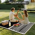 thumbnail image 4 of Sage Green Black Outdoor Rug 5x7 Ft - Reversible Patio Rug Outdoor Camping Rugs, Farmhouse Striped Modern Abstract Art Washable Indoor Outdoor Area Rugs, Non-Slip Outdoor Carpet Runner for Deck/Porch, 4 of 8