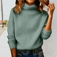 thumbnail image 2 of Comdrip Chandails Confortables pour Femmes Chandails Surdimensionnés Confortables en Tricot Col Rond Automne Chandail Tendance Tenues d'Automne Chandail Col Roulé Femmes, Vert Clair 3TG, 2 of 5