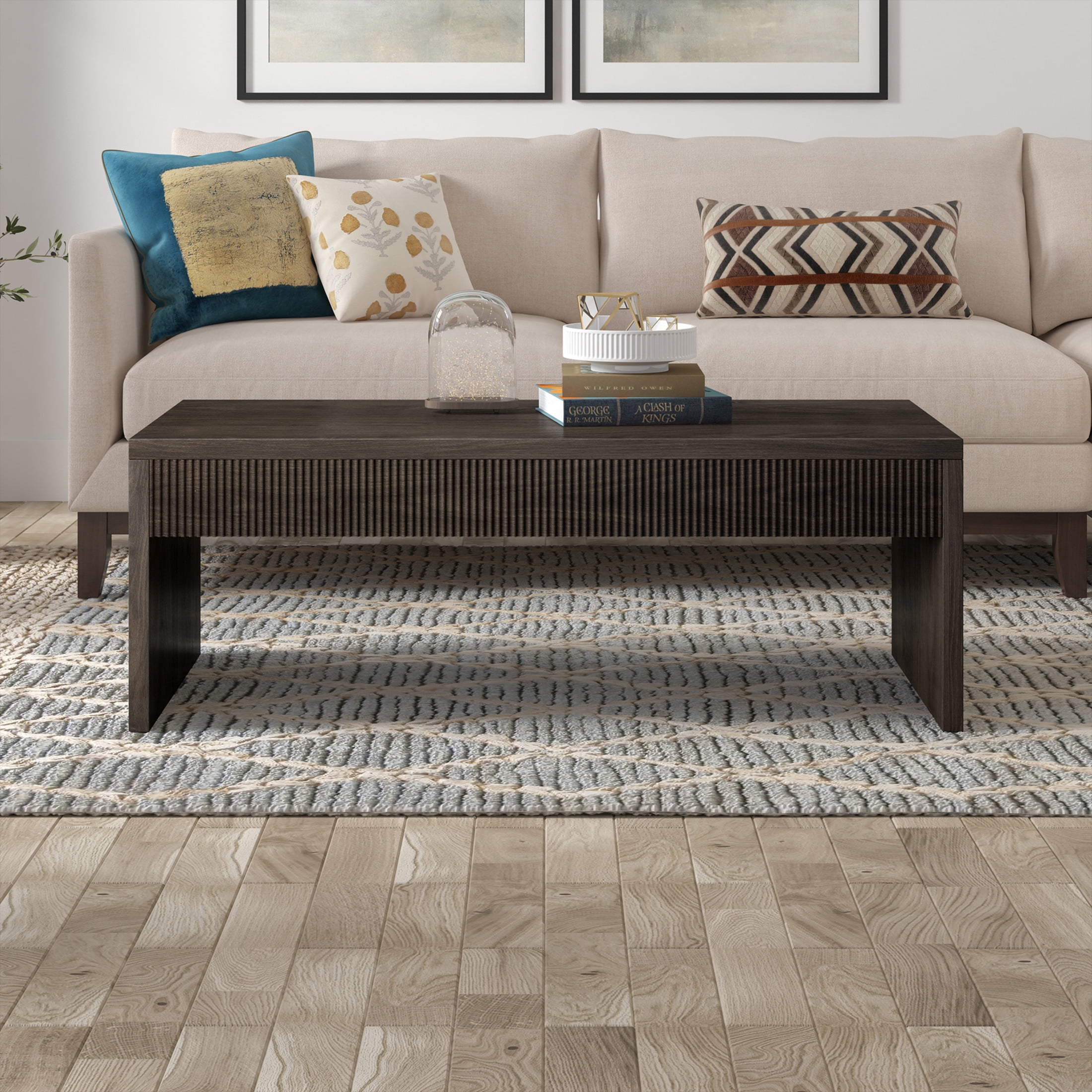 Evelyn&Zoe Modern/Contemporary 48" Wide Alder Brown Coffee Table