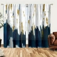 thumbnail image 4 of WNOOHIY Navy Blue White Abstract Light-filtering Curtains for Living Room Bedroom,Set of 2 Panels, 4 of 6